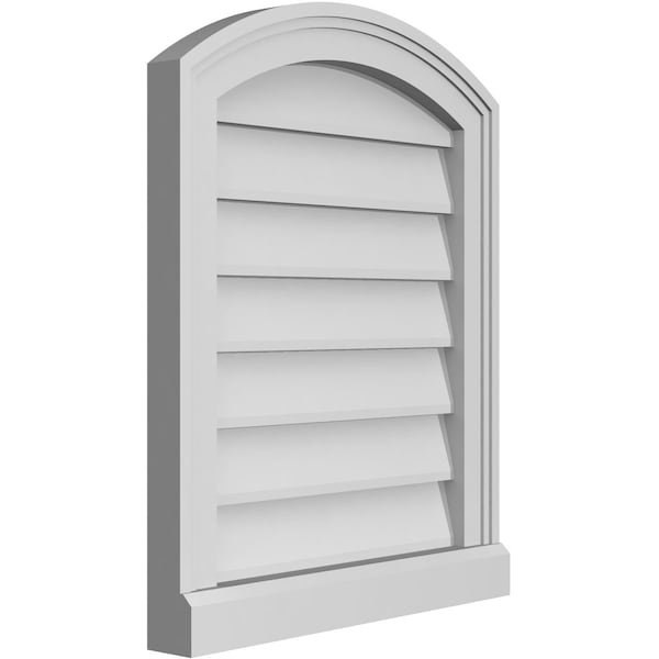 Arch Top Surface Mount PVC Gable Vent: Functional, W/ 2W X 2P Brickmould Sill Frame, 18W X 22H